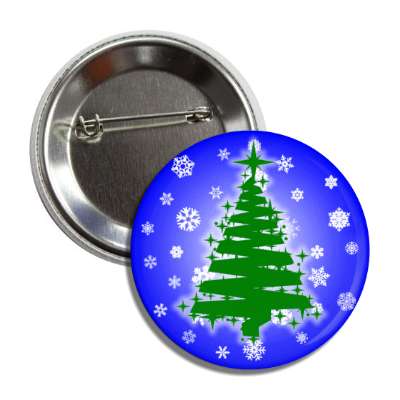 brushed zigzag christmas tree snowflakes blue button