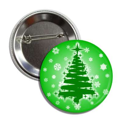 brushed zigzag christmas tree snowflakes green button