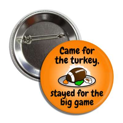 came for the turkey stayed for the big game thanksgiving plate football button