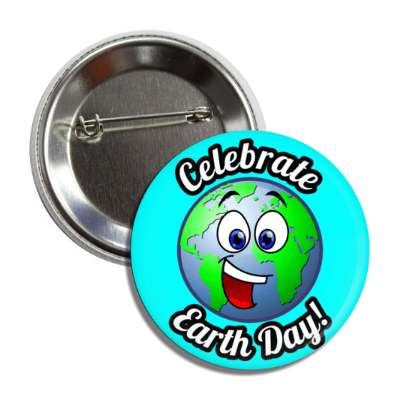 celebrate earth day smile face aqua button