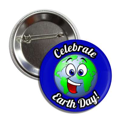 celebrate earth day smile face blue button