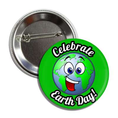 celebrate earth day smile face green button