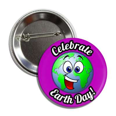 celebrate earth day smile face purple button