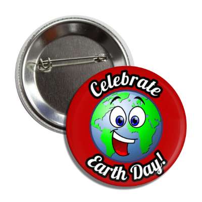 celebrate earth day smiley red button