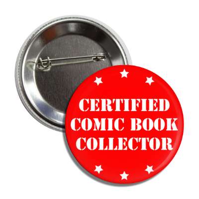 certified comic book collector stars button