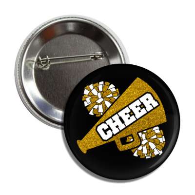 cheer bullhorn pom poms cheerleader megaphone black button