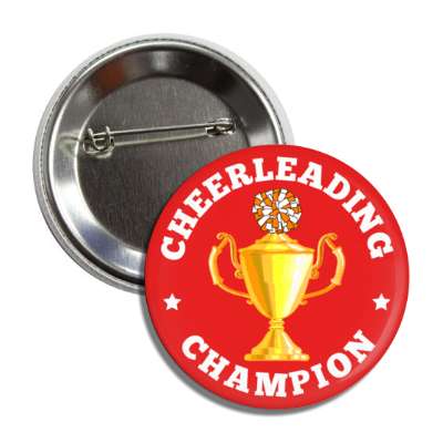 cheerleading champion stars trophy pom pom button
