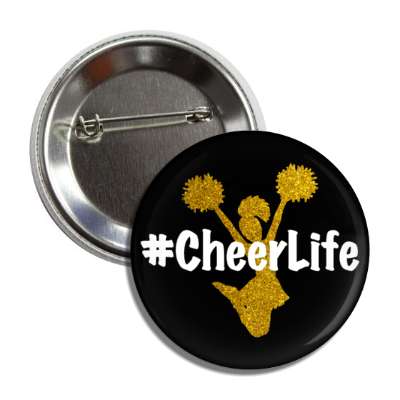 cheerlife hashtag cheerleading silhouette pom poms black button