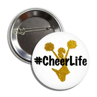 cheerlife hashtag cheerleading silhouette pom poms white button