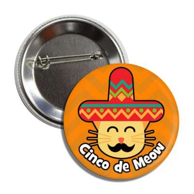 cinco de meow cat wordplay orange chevron button