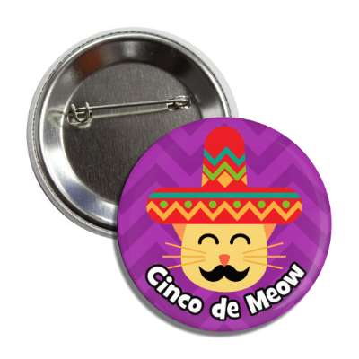 cinco de meow cat wordplay purple chevron button