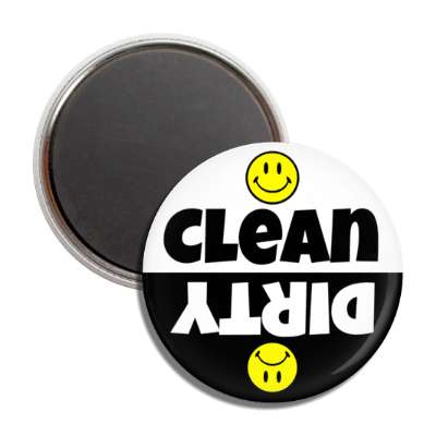 clean dirty dishwasher bold fun smile sad faces button