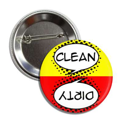 clean dirty dishwasher cartoon bubbles yellow red button