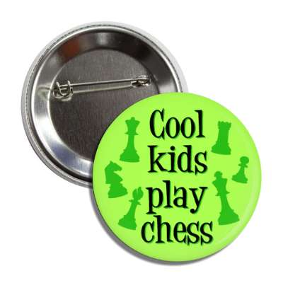 cool kids play chess pieces silhouettes button