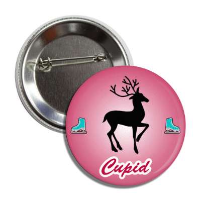 cupid santas reindeer ice skates button