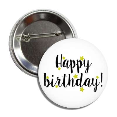 cursive happy birthday yellowish soft stars classy casual party button