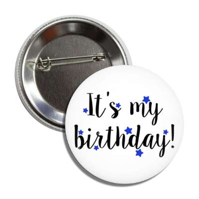 cursive its my birthday blue soft stars classy casual party button