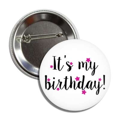 cursive its my birthday purple soft stars classy casual party button
