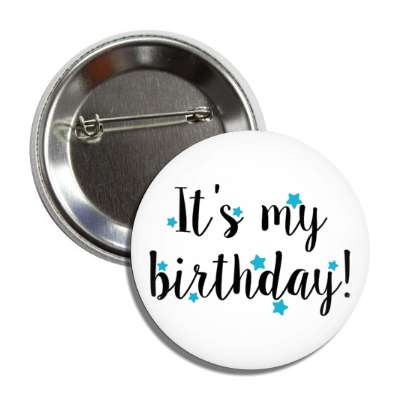 cursive its my birthday teal soft stars classy casual party button