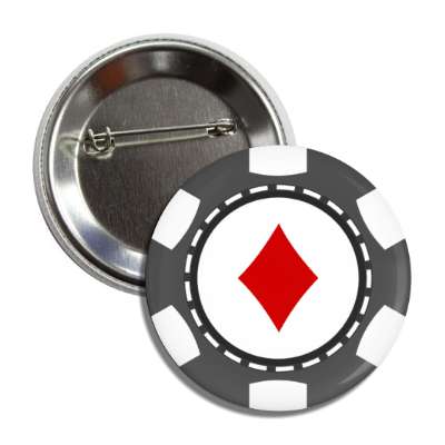 diamond card suit poker chip grey button