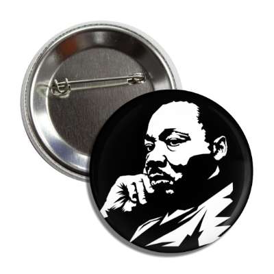 dr martin luther king jr stencil art black white button