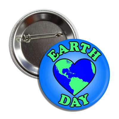 earth day planet heart button