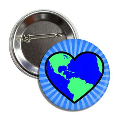 earth planet heart rays blue button