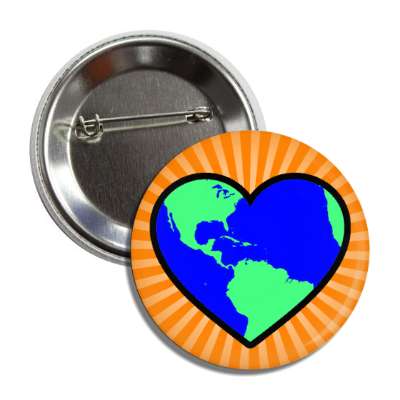 earth planet heart rays orange button