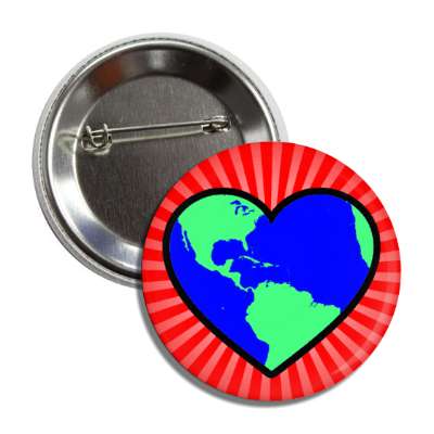 earth planet heart rays red button