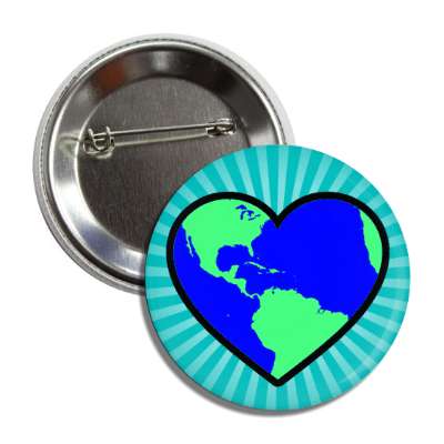 earth planet heart rays teal button