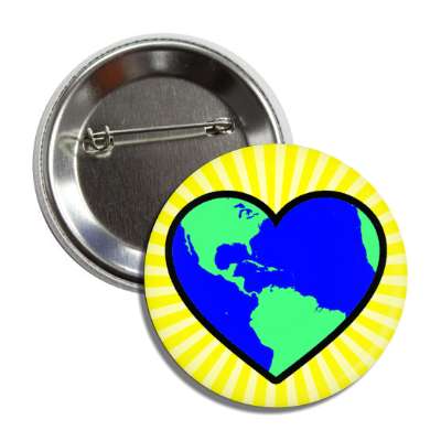 earth planet heart rays yellow button