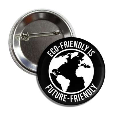 eco friendly is future friendly earth planet black button