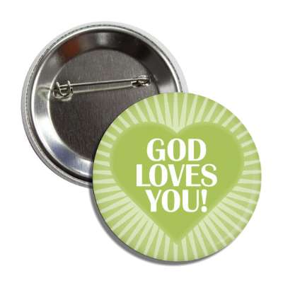 god loves you heart light rays button