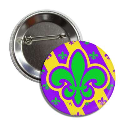 green fleur de lis diagonal lines button