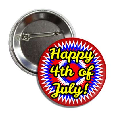 happy 4th of july red white blue burst pattern button