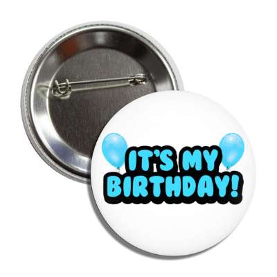 happy birthday cartoon fun balloons bright blue button
