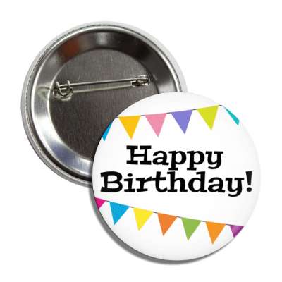 happy birthday colorful multicolor flag banner button