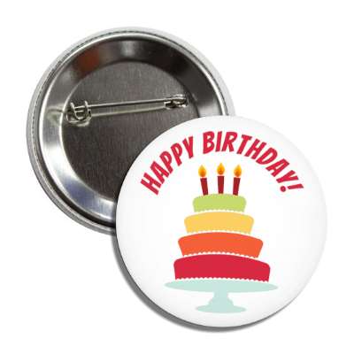 happy birthday colorful multilevel cake candles red button