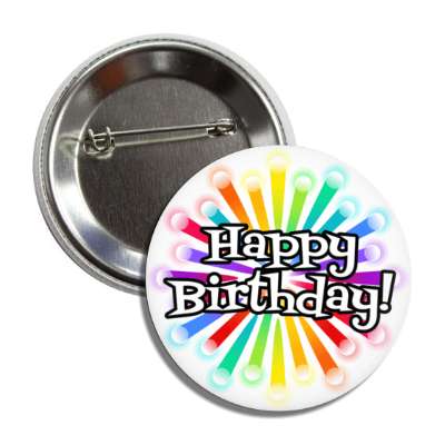 happy birthday colorful rays button