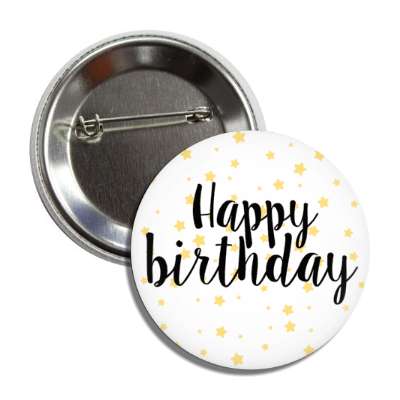 happy birthday cursive soft stars button