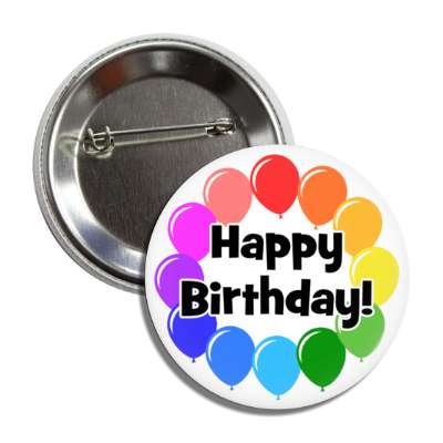 happy birthday multicolor balloons circle button