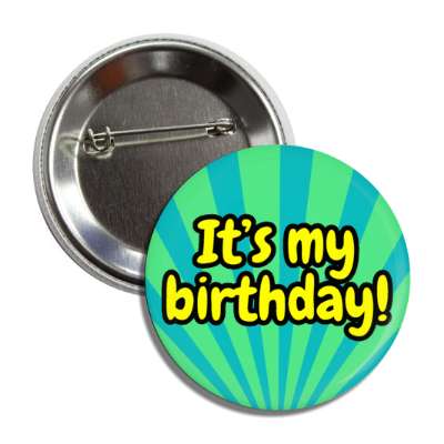 happy birthday rays green cute party button
