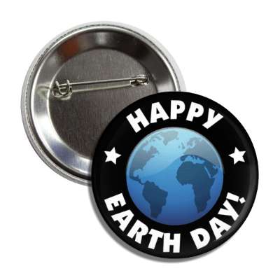 happy earth day globe black button