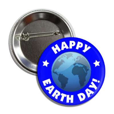 happy earth day globe blue button