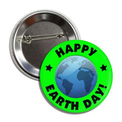 happy earth day globe green button