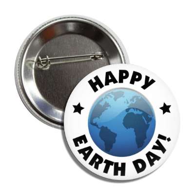 happy earth day globe white button