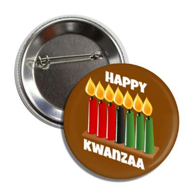 happy kwanzaa kinara seven candles angle festive button