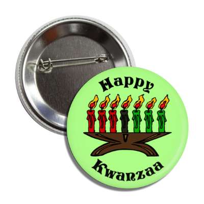 happy kwanzaa kinara seven candles classic red black green candles button