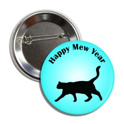 happy mew year cat silhouette pun wordplay button