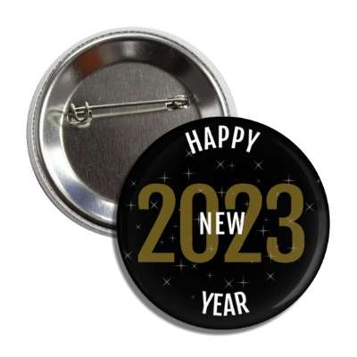 happy new year 2023 black gold white button